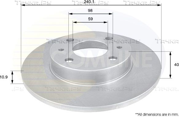 Тормозной диск Comline COATED задний для Fiat Panda III 2012-2026. Артикул ADC1801