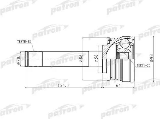 Шрус наружный (граната) Patron. Артикул PCV9316
