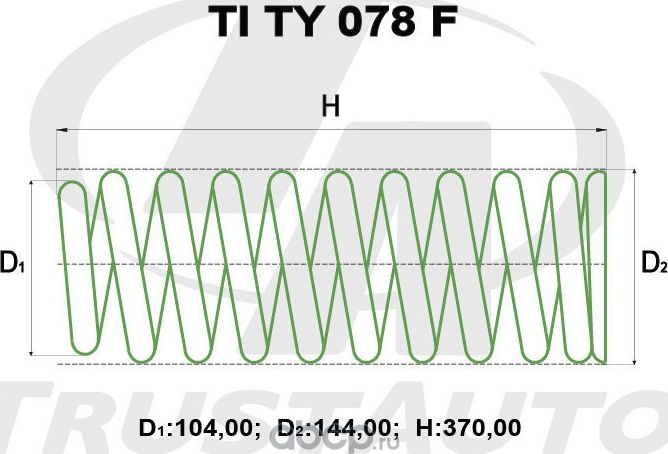 Пружина для лифтинга + 2 (50мм) () (Trustauto). Артикул TITY078F