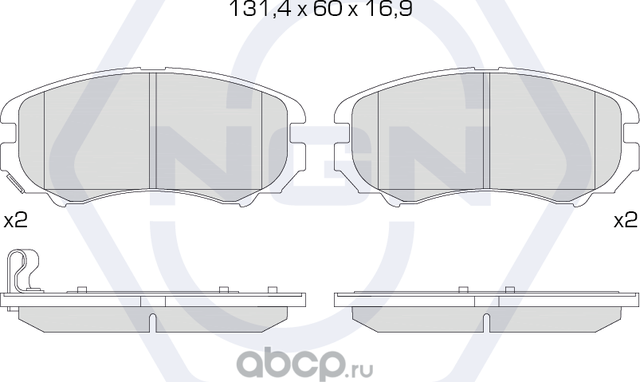 Колодки тормозные керамические, передние (NGN). Артикул 3502010