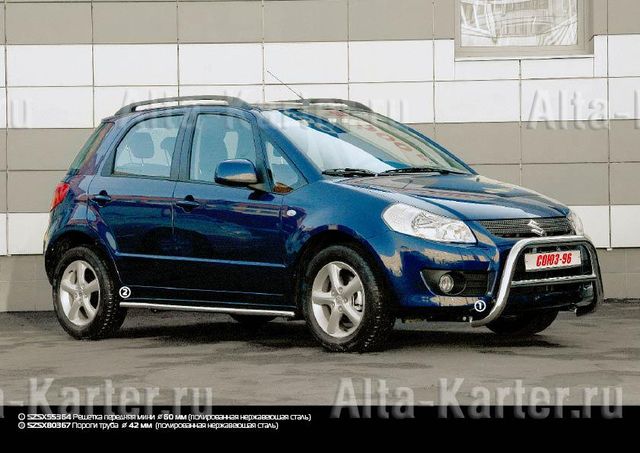 Пороги Союз-96 труба d60 для Suzuki SX4 I 2006-2013. Артикул SZSX.80.0368