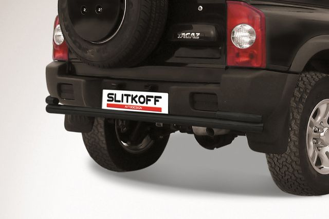 Защита Slitkoff заднего бампера d57/42 двойная ЧЕРНАЯ матовая для ТагАЗ Tager 5-дв. 2008-2026. Артикул TAT5d015B