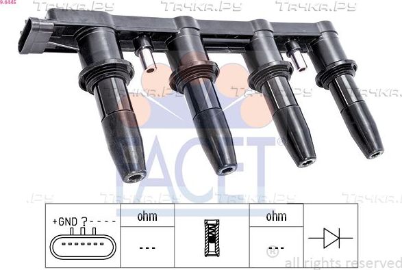 Катушка зажигания Facet OE Equivalent для Opel Astra J 2009-2017. Артикул 9.6445