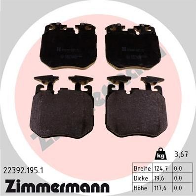 Тормозные колодки Zimmermann. Артикул 22392.195.1