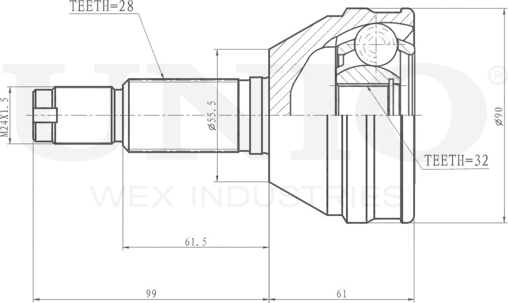 ШРУС наружный (Unio). Артикул CVJ-20078