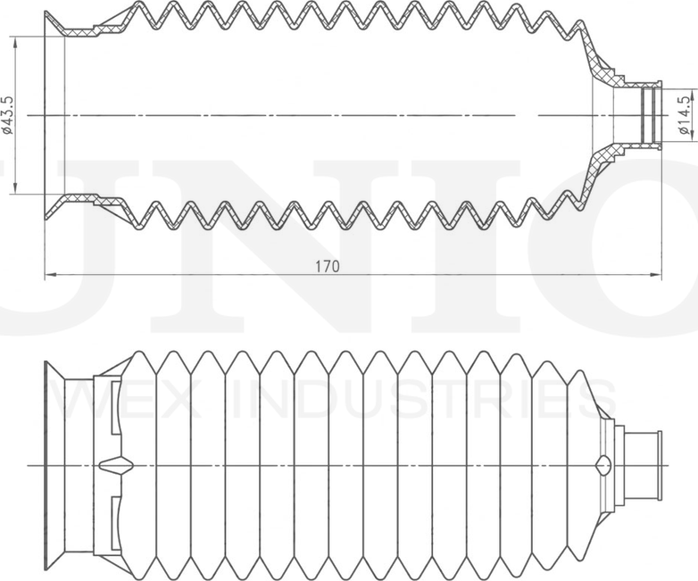 Пыльник рулевой рейки (Unio). Артикул DUC-20027