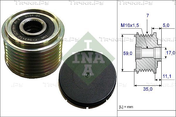 Муфта генератора обгонная Ina для Ford Transit VI 2000-2006. Артикул 535 0159 10