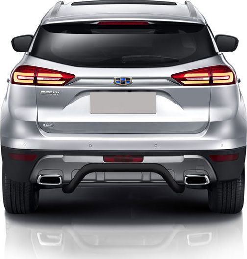 Защита Slitkoff заднего бампера d57 скоба для Geely Atlas 2016-2022 Черная. Артикул GEAT07B