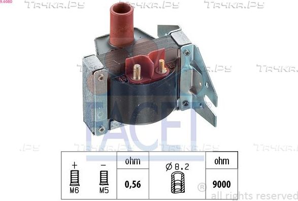 Катушка зажигания Facet Made in Italy - OE Equivalent для PUCH G-modell W460 1979-1991. Артикул 9.6080