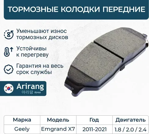 Колодка дискового тормоза перед (Arirang). Артикул ARG281615