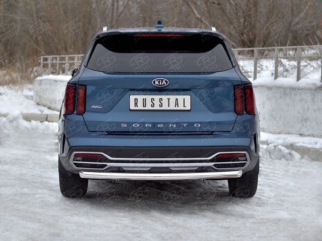 Защита РусCталь заднего бампера d63 дуга для Kia Sorento IV 2020-2026. Артикул KSORZ-004021