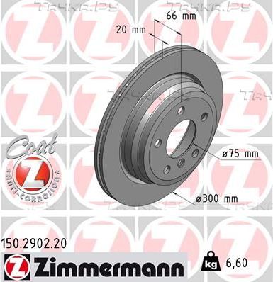 Тормозной диск Zimmermann Coat Z задний для BMW 3 VI (F3x) 2011-2026. Артикул 150.2902.20