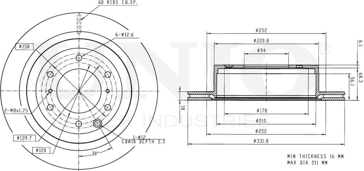 Диск тормозной (Unio). Артикул BRD-20293