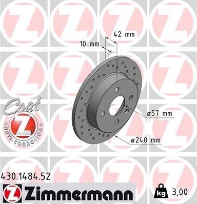 Тормозной диск Zimmermann SPORT Z. Артикул 430.1484.52