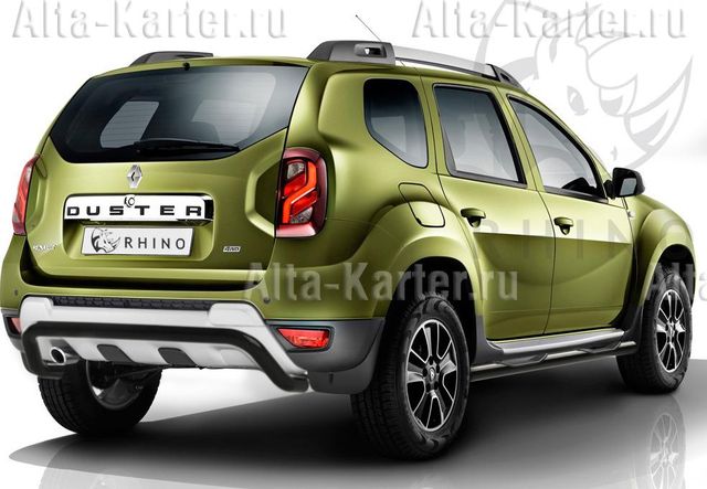 Защита порогов RusStal труба d76 с накладками (вариант 3) для Renault Duster I рестайлинг 2015-2020. Артикул RDTBR-0021793CH