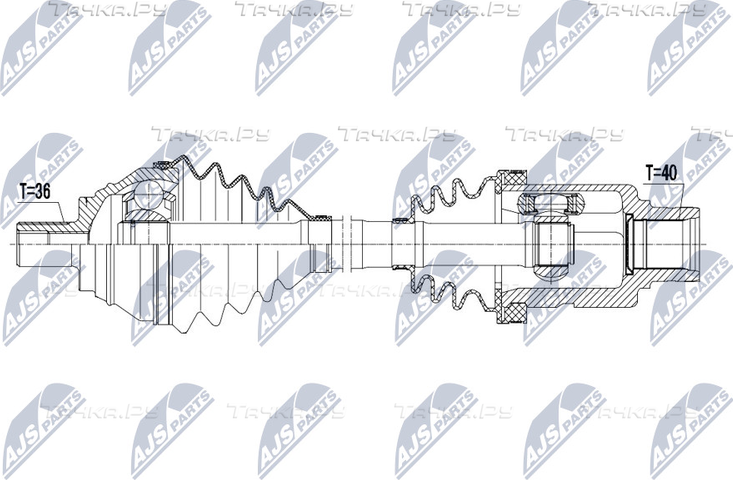 Полуось (привод в сборе, приводной вал) NTY. Артикул NPW-VW-127