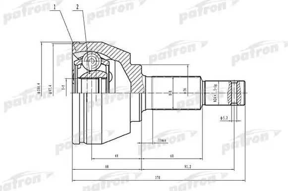 Шрус наружный (граната) Patron. Артикул PCV1537