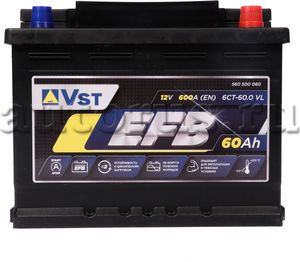 Аккумуляторная батарея V СТАНДАРТ [12V 60Ah 600A) (VST). Артикул 560500060