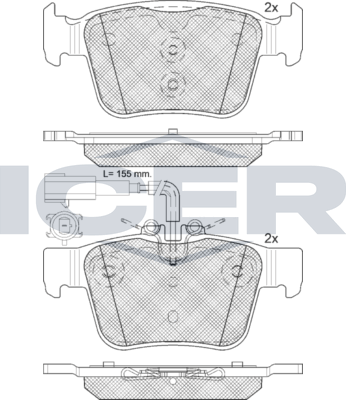 Тормозные колодки Icer для Maserati Levante I 2016-2026. Артикул 182299