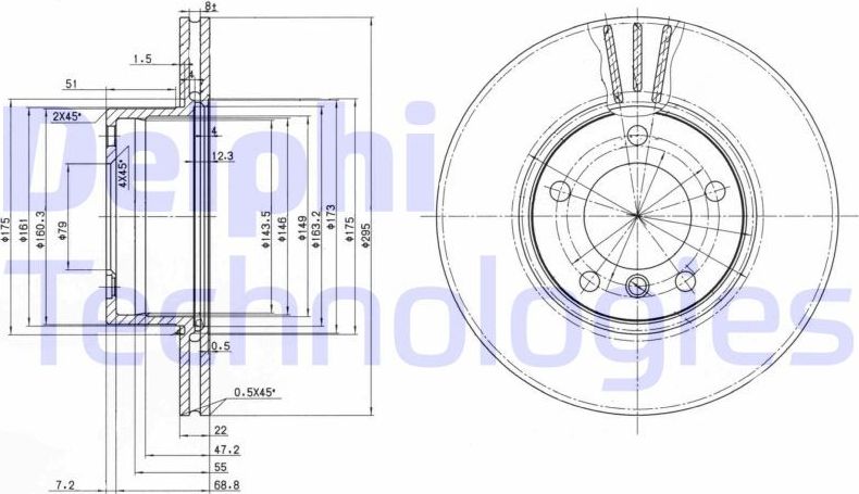 Тормозной диск Delphi. Артикул BG3043
