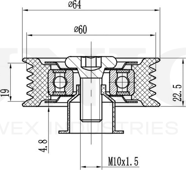 Ролик поликлинового ремня направляющий (Unio). Артикул TNS-10294