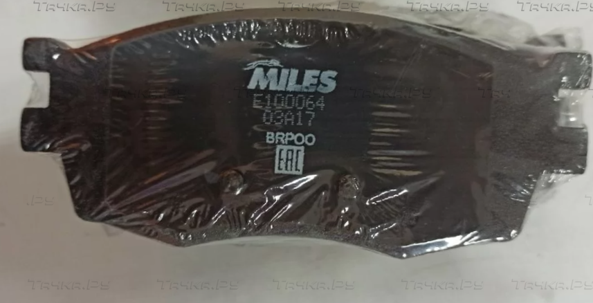 Тормозные колодки Miles (Semi-Metallic) передние для Hyundai Accent III 2005-2010. Артикул E100064