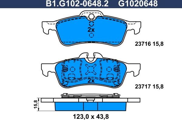 Тормозные колодки Galfer. Артикул B1.G102-0648.2