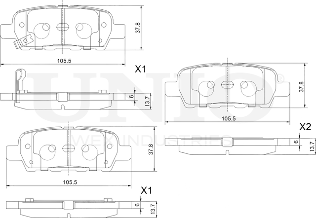 Колодки тормозные дисковые, комплект (Unio). Артикул BRP-20254