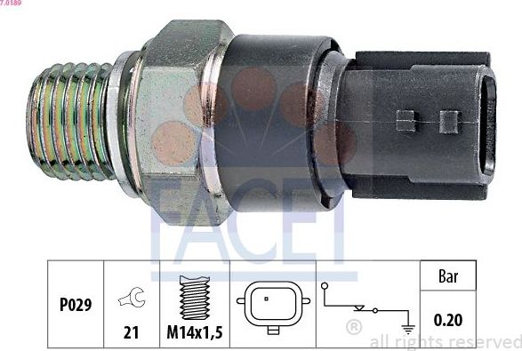 Датчик давления масла Facet Made in Italy - OE Equivalent для Renault Sandero II 2009-2021. Артикул 7.0189