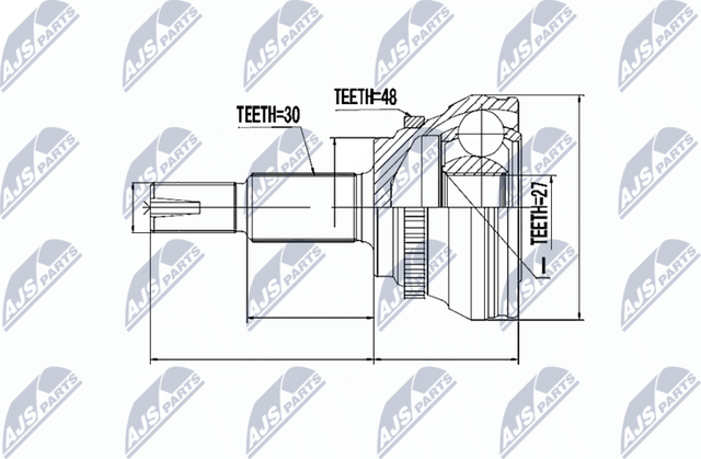 Шрус внутренний (граната) NTY передний правый для Toyota Highlander II (U40) 2008-2014. Артикул NPZ-TY-094