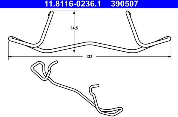Пружина тормозного суппорта ATE для Volvo XC70 I 1997-2007. Артикул 11.8116-0236.1