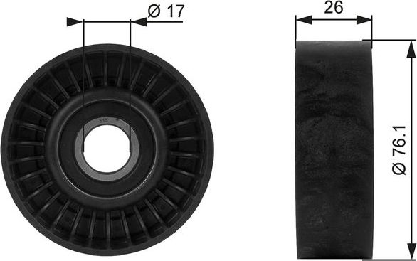 Направляющий (ведущий) ролик приводного поликлинового ремня Gates DriveAlign® для Buick Park Avenue II 1996-2005. Артикул T38015