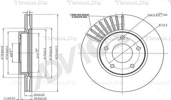 Тормозной диск Advics для Nissan Tiida I 2012-2013. Артикул B6F163B