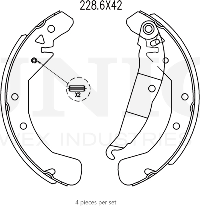 Колодки тормозные барабанные, комплект (Unio). Артикул BRP-10101