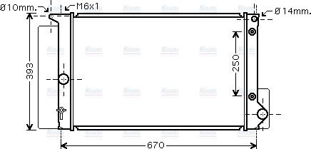 Радиатор охлаждения двигателя AVA для Toyota Corolla E140, E150 2006-2014. Артикул TOA2474
