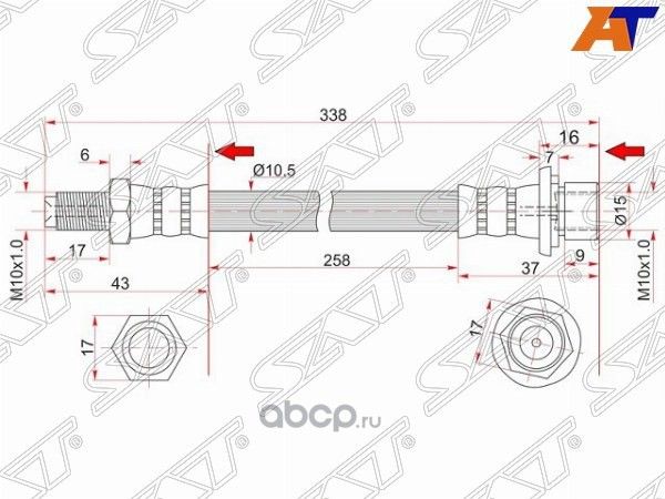 ШЛАНГ ТОРМОЗНОЙ ЗАДНИЙ ТАИЛАНД TOYOTA LAND CRUISER 95-07 ПРОМЕЖУТОЧНЫЙ Шланг тормозной задний Та (SAT). Артикул ST9094702A17