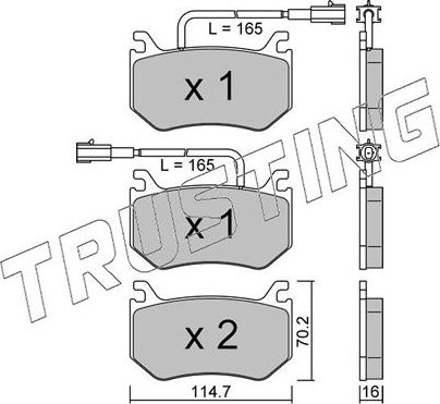 Тормозные колодки Trusting. Артикул 1102.0