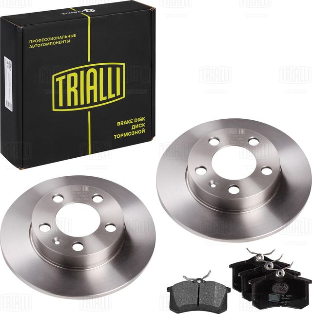 Комплект торм. дисков и колодок для а/м VW Polo Sedan (10-) зад. (BK 180110) TRI (Trialli). Артикул BK180110