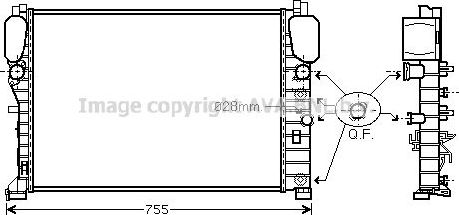 Радиатор охлаждения двигателя AVA. Артикул MSA2394