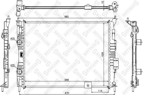 Радиатор охлаждения двигателя Stellox для Nissan Qashqai I 2007-2013. Артикул 10-26589-SX