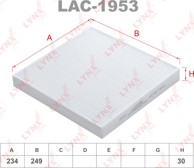 Салонный фильтр LYNXauto для GMC Sierra III (K2XX) 2013-2026. Артикул LAC-1953