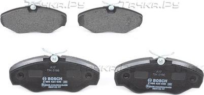 Тормозные колодки Bosch (Low-Metallic) передние для Renault Trafic II 2001-2014. Артикул 0 986 424 636
