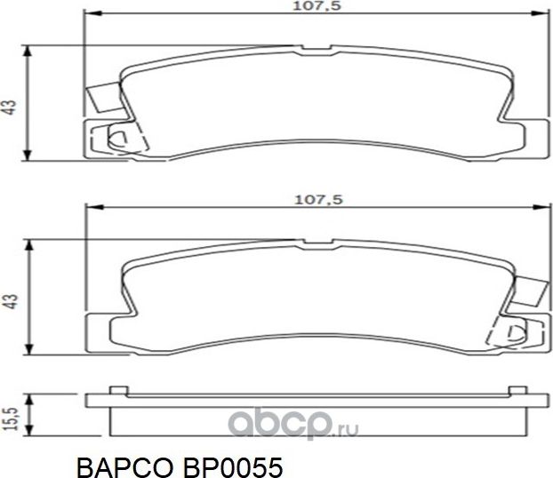 Колодки тормозные дисковые Lexus RX, Toyota Avensis, Camry (Bapco). Артикул BP0055