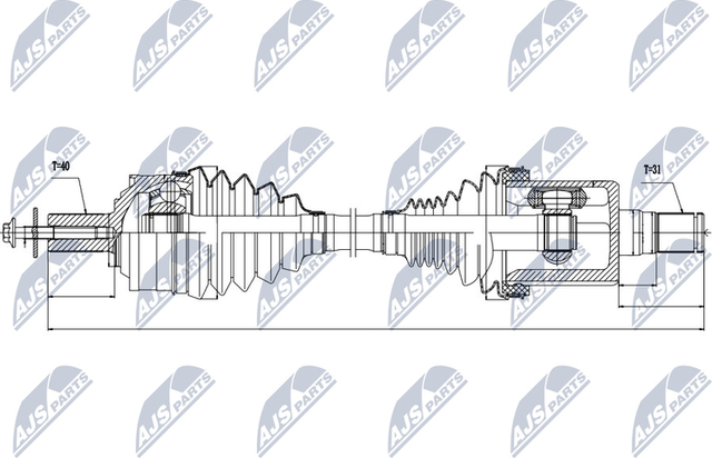 Полуось (привод в сборе, приводной вал) NTY передняя левая для Volvo XC90 II 2014-2026. Артикул NPW-VV-021