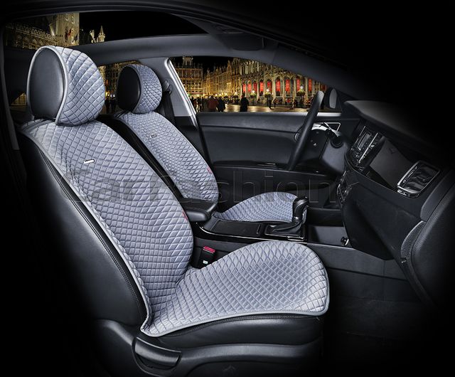 Накидки универсальные CarFashion Palermo на передние сидения авто, цвет Темно серый/Синий. Артикул 21756