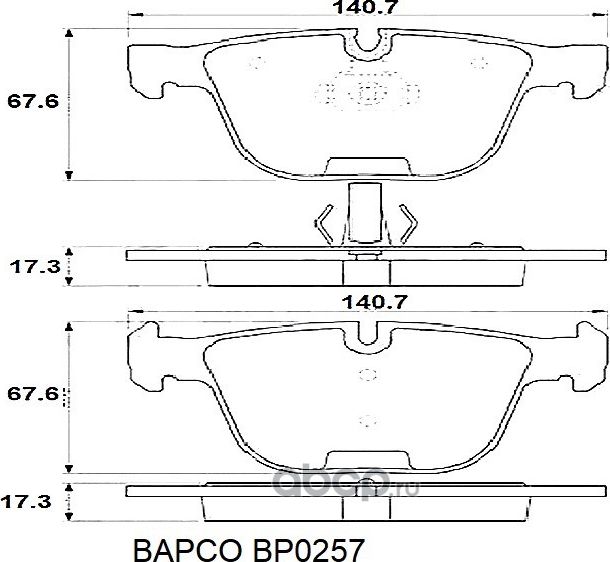 Колодки тормозные дисковые BP0257 задние, комплект, (Bapco) Bapco. Артикул BP0257