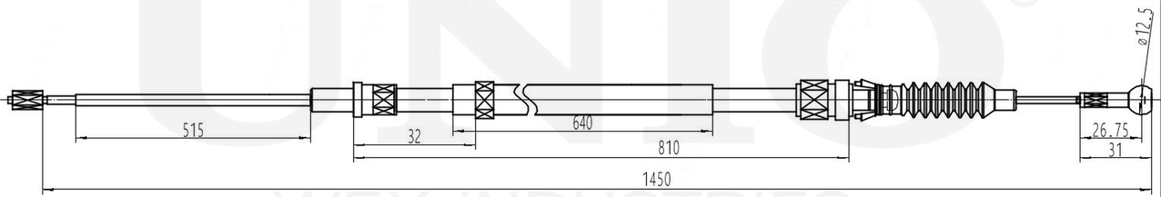 Трос ручного тормоза (Unio). Артикул CAB-60041