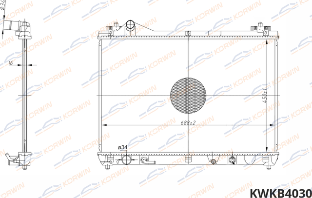 Радиатор охлаждения Suzuki Grand Vitara 2.0-2.4 (05-15) AT (гарантия 2 года) (Korwin). Артикул KWKB4030