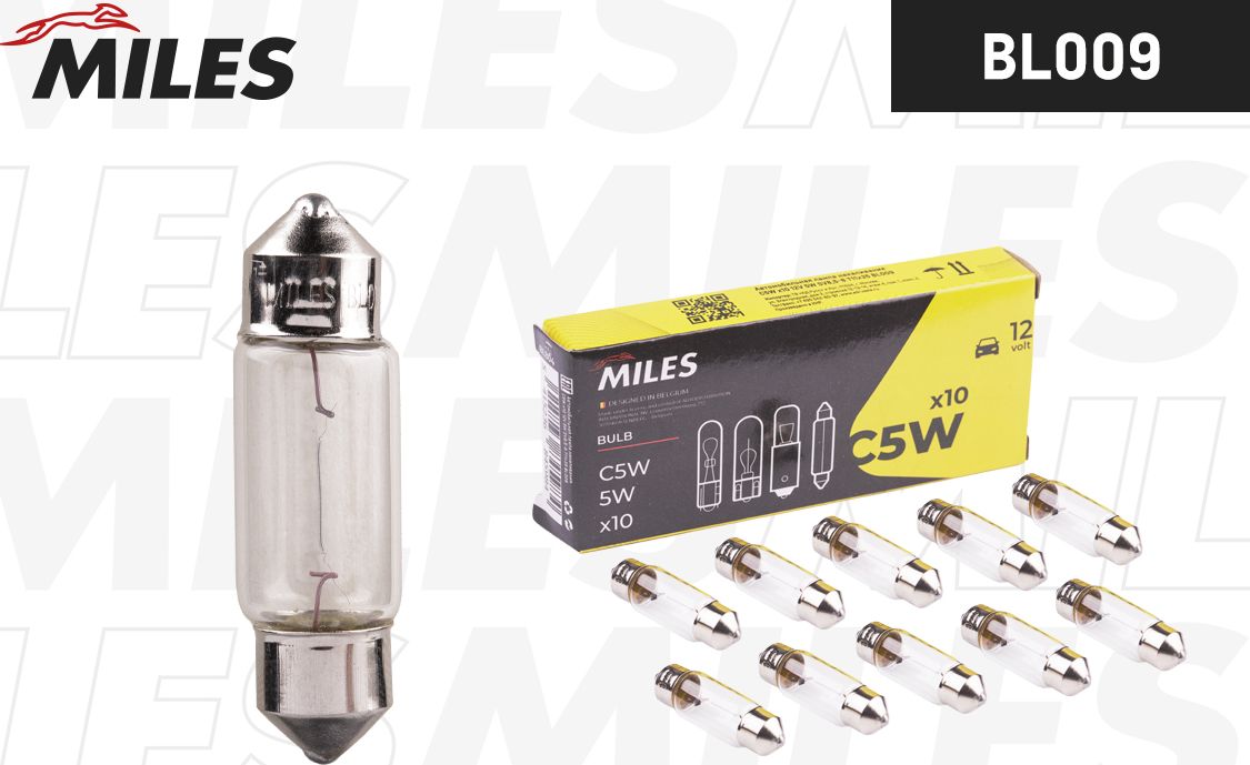 Лампа C5W 12V 5W SV8,5-8 T11x35 Miles. Артикул BL009