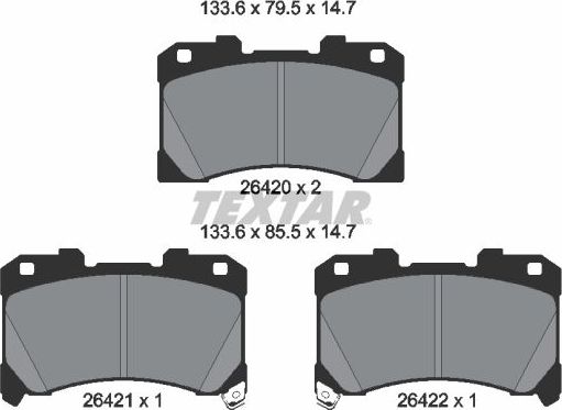 Тормозные колодки Textar для Toyota Yaris XP210 2020-2026. Артикул 2642001